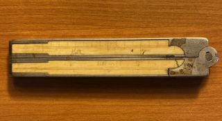 Vintage 12” Metal And Bone Folding Ruler,  Like E A Stearns ??
