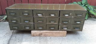 Vintage Lyons18 Drawer Metal Parts Cabinet (12 " Deep) Label Holders Usa - Lds