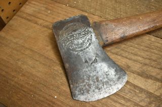 L509 - Antique Brown - camp Hardware Embossed I.  O.  A.  Speical Single Bit Axe 2