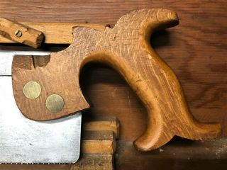 Early English Split Nut Open Handle Back Saw - 13 Tpi Cross Cut Handsaw