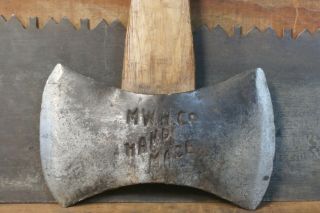 Antique " Mwh Co.  " Marshall Wells Hardware Co.  Double Bit Hand Made Axe 8 1/2 "