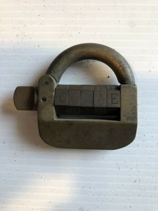 Collectible Antique Brass Lettered Combination Lock Cool