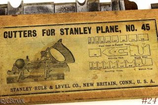 Label Box Stanley Tools 45 Plane Irons Cutters Notched No Slitter