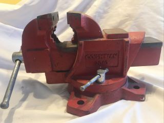 Vintage Columbian Bench Vise 2040 Swivel Base 4” Jaws Weighty Rugged Strong Evc