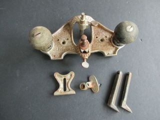 Antique Stanley No 71 Router Plane With 3 Cutters - Made In Usa