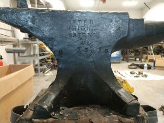 103 Lb Peter Wright Anvil With Base & Tongs,  Hammer