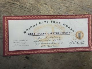 Bridge City Tool CT - 5 Hand Vise with Certificate of Authenticity 2