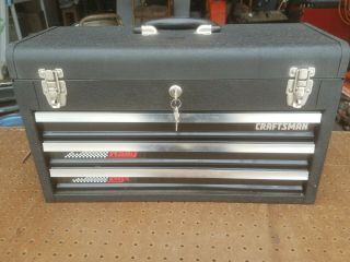 1990 Craftsman 653251 3 - Drawer Rally Toolbox/chest With Keys.  Made In Usa.