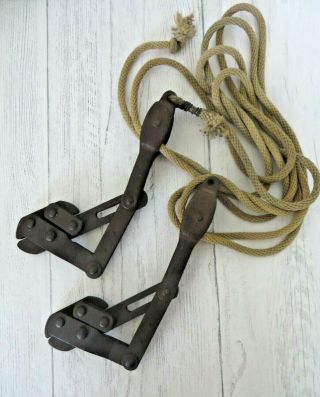 Antique Iron Western Electric Buffalo Grip No.  1 Pulley Pair Block & Tackle 1898