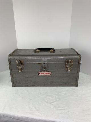 Vintage Craftsman Crown Logo Mechanics Tool Box With Red Tray