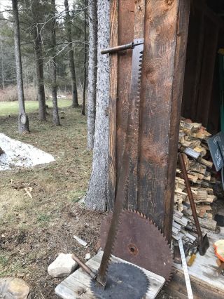 Vintage 66” 2 Man Logging Crosscut Bucking Saw Tool With Good Handles