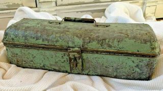 Antique Vintage Metal Industrial Tool Box