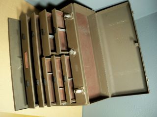 Vintage Craftsman Machinist Tool Box Chest Felt Lined 7 Drawer Top Storage,  Key