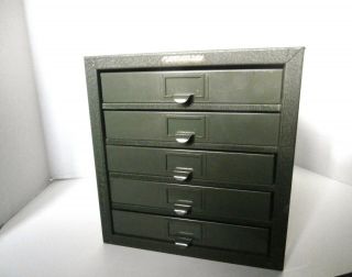 Vintage Kennedy 5 - Drawer Machinist Cabinet Parts Hardware Organizer Box Dk Green
