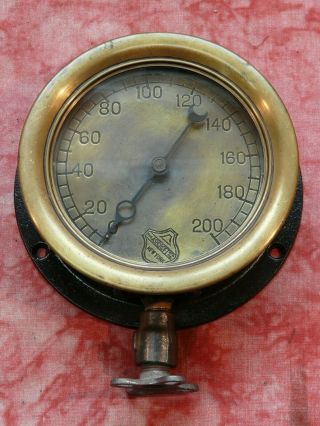 Vintage Brass Pressure Gauge By Ashcroft Mfg Co York