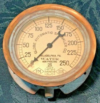 Vintage Gauge Globe Automatic Sprinkler Co.  Philadelphia No.  25 Air Non - Freezing