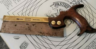 Vintage 8 " Dovetail/tenon Saw Brass Backed Pitchew London Open Wooden Handle.
