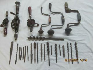 Vintage Bit Braces And Augers For Woodworking And Carpentry Millers Falls Brace,