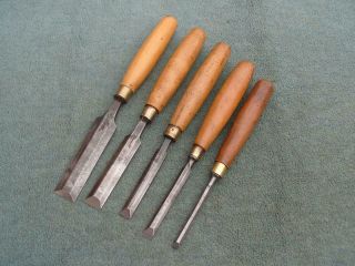 Set Of 5 Bevel Edged Chisels,  By W Marples And I Sorby,  Sheffield.