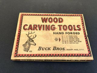Vintage Buck Bros Wood Carving Tools Chisel Gouge Set W Box Made In Usa