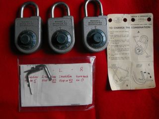 3 Vintage Sargent & Greenleaf 8088 Key Changing Combination Padlocks Keys & Inst