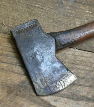 L643 - Antique Hand Forged Jersey Style Boys Axe H.  H.  Stricker Vinemount Berks Pa