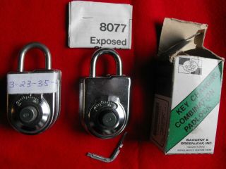 2 Vintage Sargent & Greenleaf 8077 Key Changing Combination Padlocks