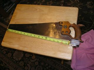 Vintage H.  Disston And Sons Hand Saw,  18 " Blade,  10 On Blade Heart Wheat Handle