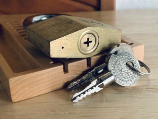 Unusual “m” Cruciform High Security Padlock W/ 2 Keys Locksport Lock Weird