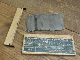 L593 - Antique Stanley No.  45 Plane Cutters Box 2 Sweetheart