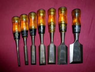 Vintage Stanley No 60 Wood Chisel Set Of 7 1/4 " To 2 "