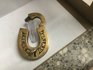 Rare antique vintage brass Fraim CENTURY lever padlock & key 3