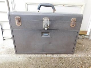 Older Kennedy 520 7 Drawer Machinist Chest With Leather Handle & Key