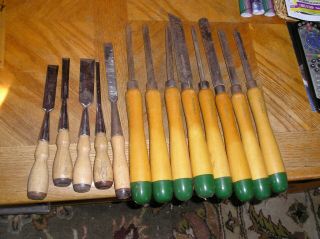 Vintage Millers Falls Wood Carving Tool Set Of 8 Gouge Flat Chisels Woodworking
