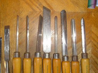 Vintage MILLERS FALLS Wood Carving Tool Set of 8 Gouge Flat Chisels Woodworking 3