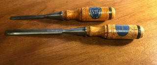 Eskilstuna Sweden - Wood Chisels - 3/8 " & 1/2 " - - Vintage