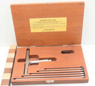 Vintage Lufkin No.  515 Depth Micrometer In Wood Box 0 - 6 ".  001 " (inv J678)