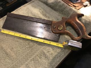 Henry Disston & Sons,  10” Cast Steel Back Saw,  Made For Hammacher Schlemmer Nyc