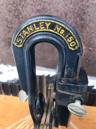 Vintage Stanley No.  150 Cast Iron Miter Box Carpenter Woodworking Tool No Resv