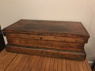Antique Wooden Tool Box Wood Carpenter Toy Chest Vtg Primitive