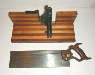Millers Falls Mitre Box W/ " Warranted Superior " Back Saw,  14 