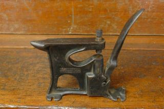 Vintage Antique E.  C.  Stearns & Co Cast Iron Anvil Leather Punch Riveter Press 2