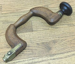 Staley Sheffield Wood/brass Brace - Antique Hand Tool - Drill - English - European