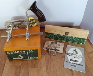 Vintage Stanley No 50 Combination Plane With Cutters.