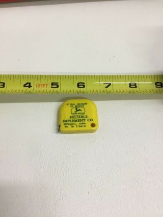 John Deere Advertising Tape Measure Rockwell Iowa Reliable Implement Co.