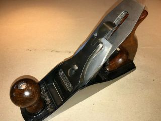 Vintage No 4 Stanley Bailey Wood Plane - Very Gd Con - Made In Usa - Wood Handles