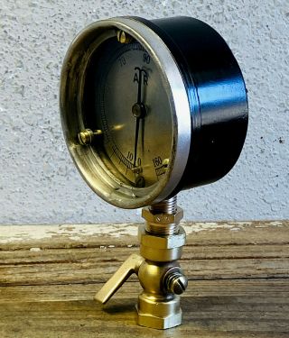 Unique Vintage Brass Air Pressure Gauge,  Steampunk Industrial,  Deconstructed