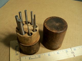 Vintage Starrett 8 Pc Drive Pin Punch Set Machinist Tool Box Set Old Wooden Case