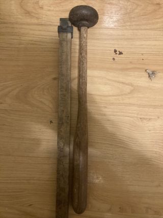 Vintage Antique Stone Mason Napping Knapping Hammer Round Head Atha