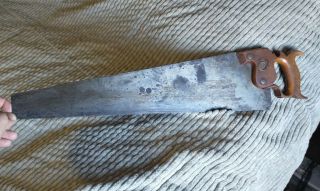 Rare Small 20 " Blade Antique Disston 7 Nib Hand Saw - Etch - Straight - Bst Offr